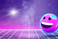 Galaxy aesthetic emoticon background, 3D neon design