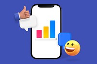 Growing bar chart, 3D business emoticon remix