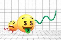 Money-mouth face emoticon background, finance concept