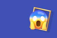 Shocking emoticon background, blue 3D design