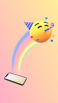 Party emoticon mobile wallpaper, 3D gradient background