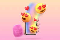 3D social media engagement, emoticon illustration