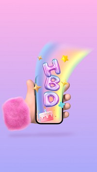 3D HBD greeting iPhone wallpaper