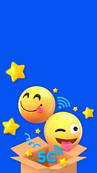 5G happy emoticons phone wallpaper, communication concept