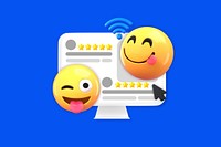 Positive business reviews, 3D emoticons remix