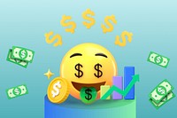 Money-mouth face 3D emoticon, growing revenue business graphic