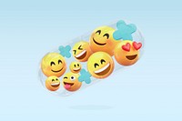 3D happy emoticons in capsule, health illustration