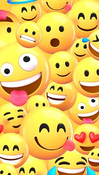 Cute emoticons mobile wallpaper, 3D rendering background