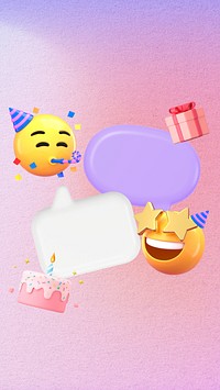 Birthday celebration emoticon iPhone wallpaper, 3D gradient design