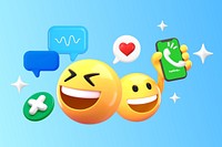Social media savvy background, 3D emoji design