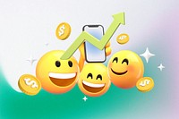 Online investing background, 3D emoji design
