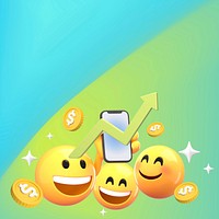 Online trading background, 3D emoji