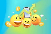 Online trading background, 3D emoji design