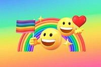 Rainbow LGBT background, 3D emoji design