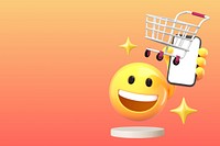 E-commerce 3D emoticon background, online sh