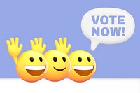 Vote emoticons purple background, 3D emoji design