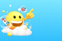 Business target blue background, 3D emoji design