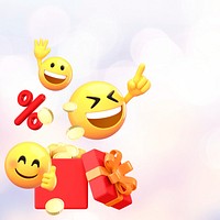 3D emoticons sale background, emoji border