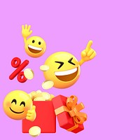 Sale pink border background, 3D emoji