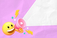 Marketing 3D emoticon pink background, emoji design