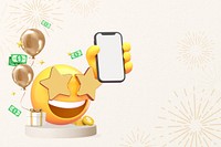 New Year cashback emoji background, 3D rendered illustration