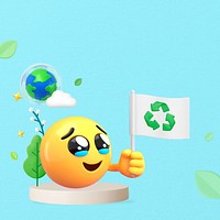 Environmental activists blue background, 3D emoji