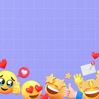 Social media engagement border background, 3D emoji
