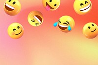 Cheerful laughing emoticons background, gradient orange design