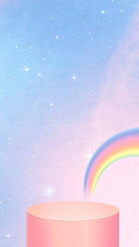 3D product backdrop iPhone wallpaper, rainbow pastel design