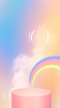 3D product backdrop iPhone wallpaper, rainbow pastel design