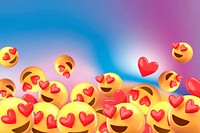 Heart-eyes emoticon background, colorful gradient design