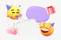 Birthday chat 3D emoticon illustration graphic