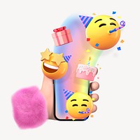Birthday party 3D emoticon illustration graphic
