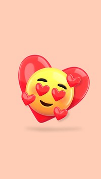 Heart-eyes emoticon mobile wallpaper, 3D beige background