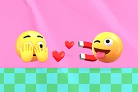 Love magnet emoticon background, pink 3D design