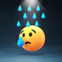 Raining crying emoticon background, weather graphic