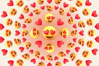 Heart-eyes emoticon pattern background, love concept