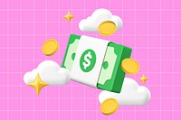 3D money & cloud, cute finance concept