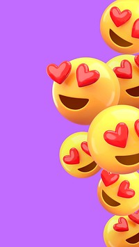 Heart-eyes emoticon mobile wallpaper, colorful purple background