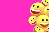 Pink smiling emoticons background, 3D border design