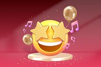 Star-eyes emoticon background, 3D party concept