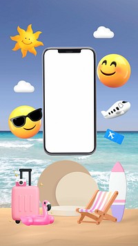3D travel emoticons iPhone wallpaper, online business illustration