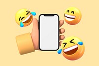 Happy emoticons, blank phone screen with design space