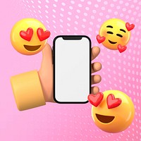Love messages phone emoticons, 3D rendering graphic