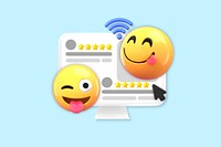 Positive business reviews, 3D emoticons remix