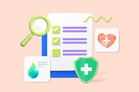 Health checklist 3D, pink background design