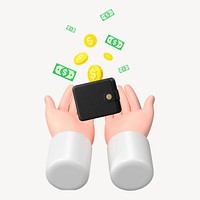 Finance passive income, 3D hands illustration