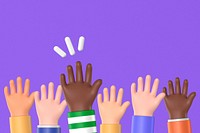 Diverse raising hands background, 3D rendering design