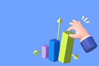 3D successful business background, growing bar charts