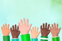 Diverse raising hands background, 3D rendering design